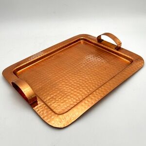 Williams Sonoma Hammered Copper Serving 13"H x 10.5"W Tray Handles Rectangular